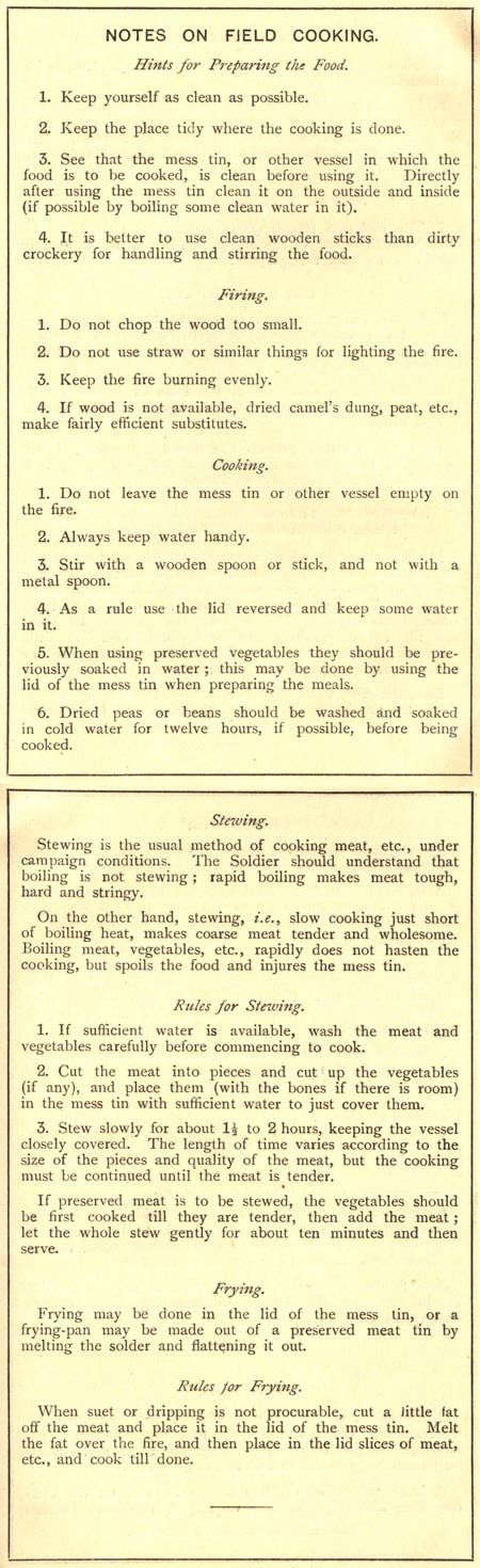 Extract from Soldiers' Small Book - Cooking