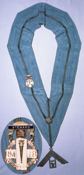 Photograph of Masonic collar - Steward, Royal Masonic Institution for Boys, 1955