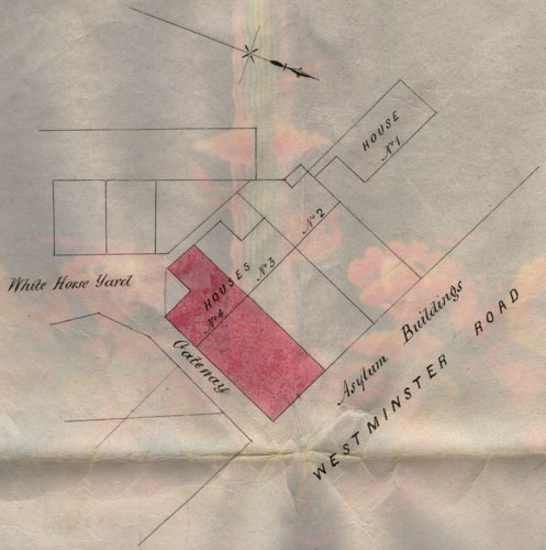 Premises diagram, lease for 39 Westminster Bridge Road, 1872
